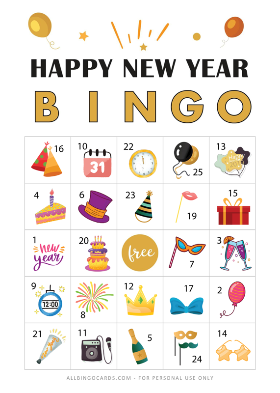 New Years Bingo