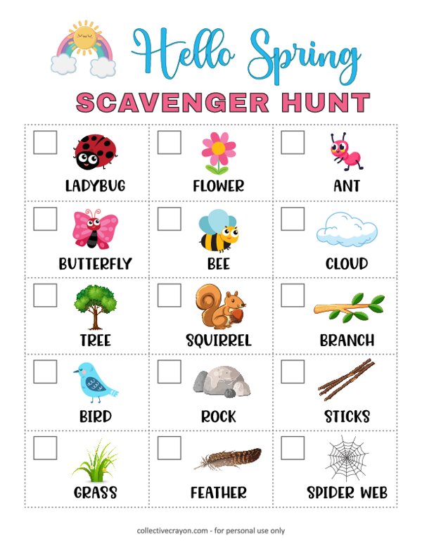 Free Printable Spring Scavenger Hunt