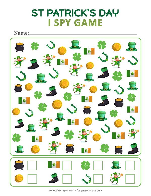St. Patricks Day I Spy Game