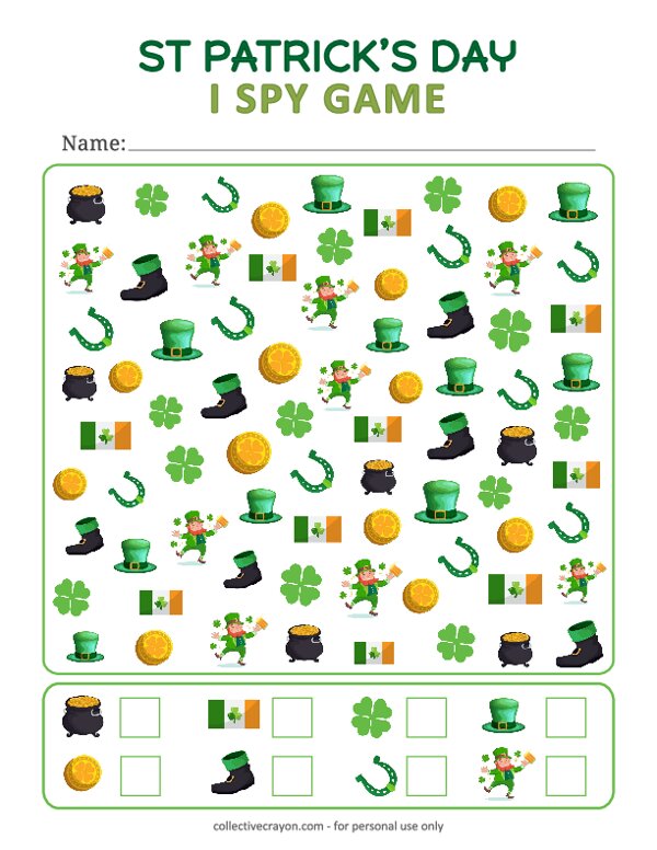 St. Patrick's Day I Spy Game