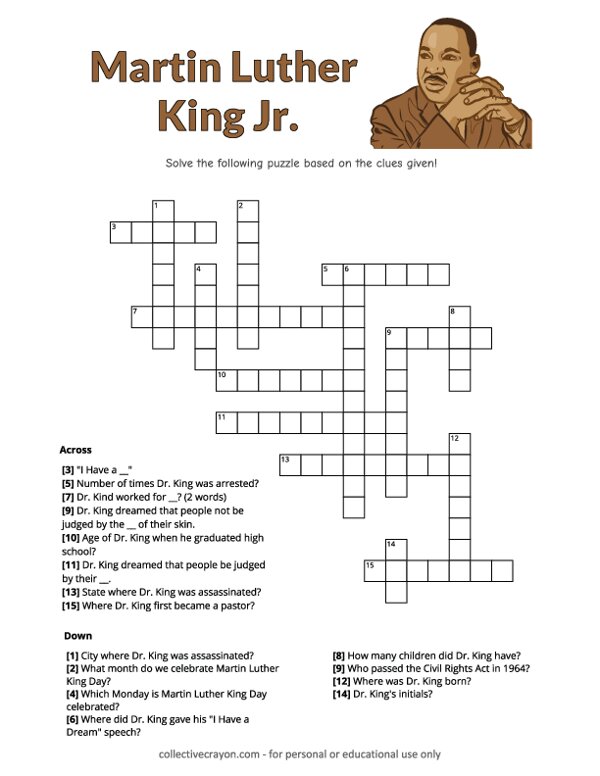 Martin Luther King Jr. Crossword