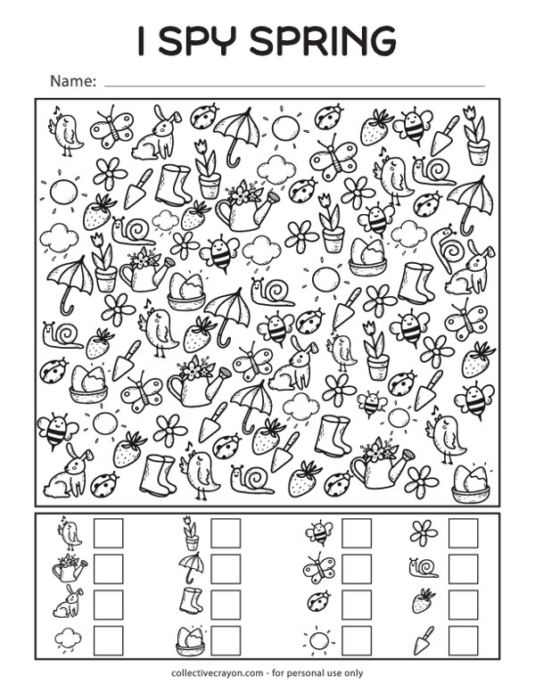 Free Printable I Spy Spring Worksheet