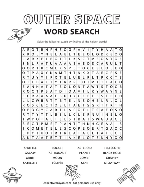 Outer Space Word Search