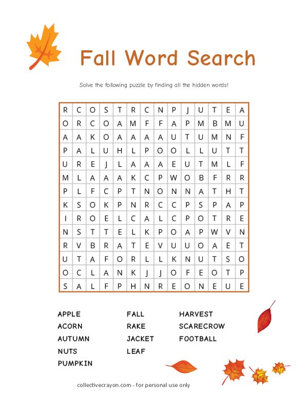 Fall Word Search