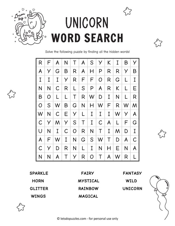 Unicorn Word Search