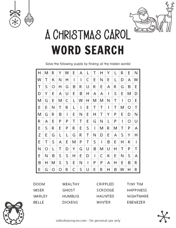 A Christmas Carol Word Search