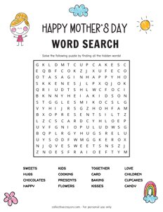 Happy Mothers Day Word Search