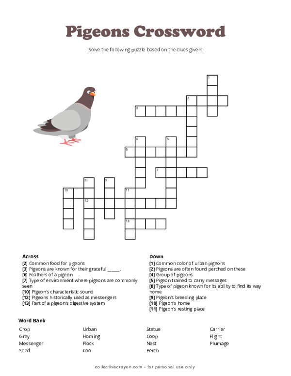 Pigeons Crossword