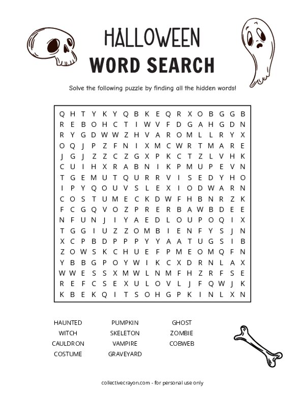 Minimalist Halloween Word Search