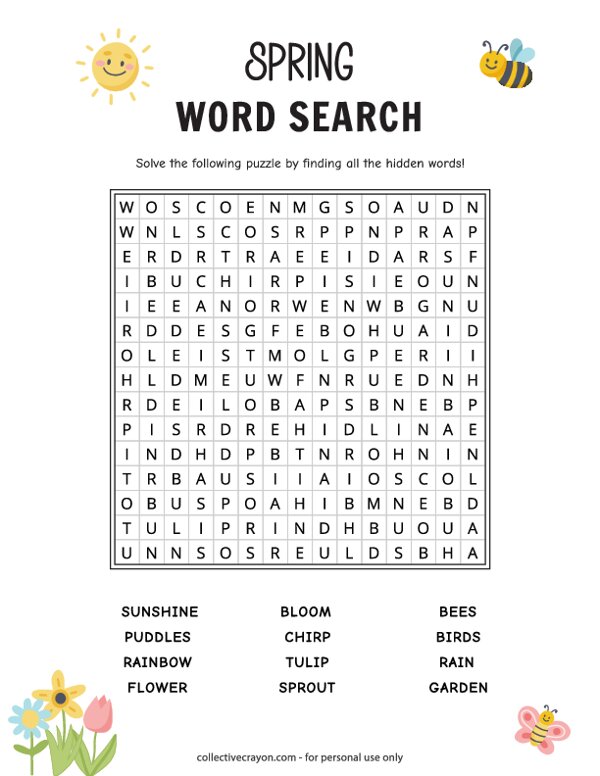 Spring Word Search