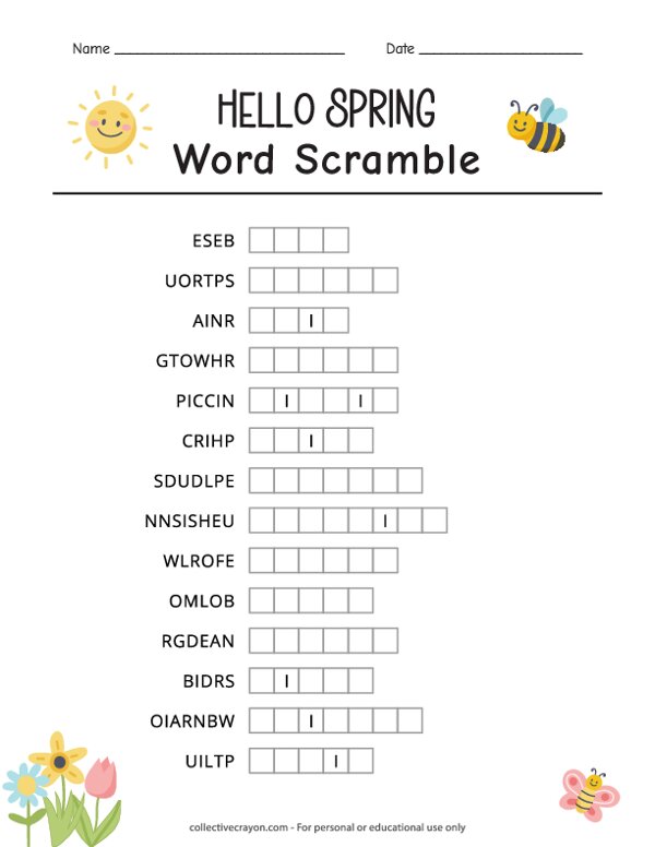 Spring Word Scramble