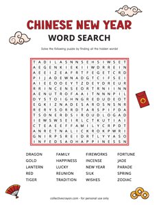 Chinese New Year Word Search - Hard