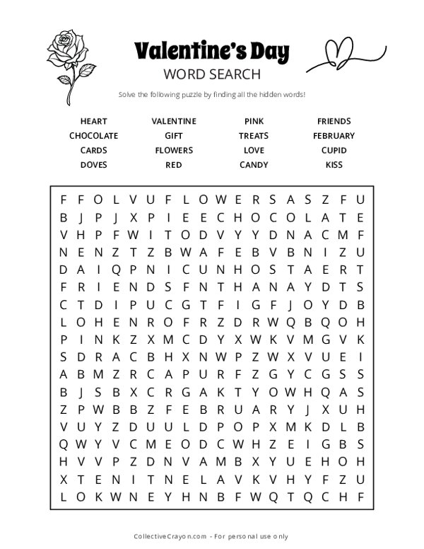 Valentines Day Word Search