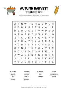 Autumn Harvest Word Search