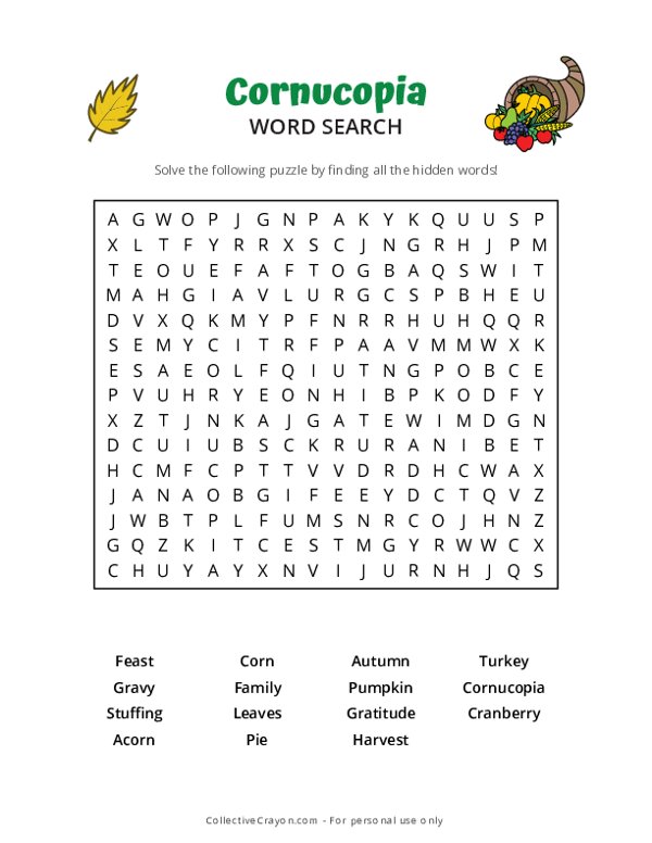 Cornucopia Word Search