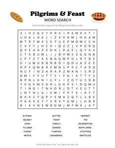 Pilgrims & Feast Word Search