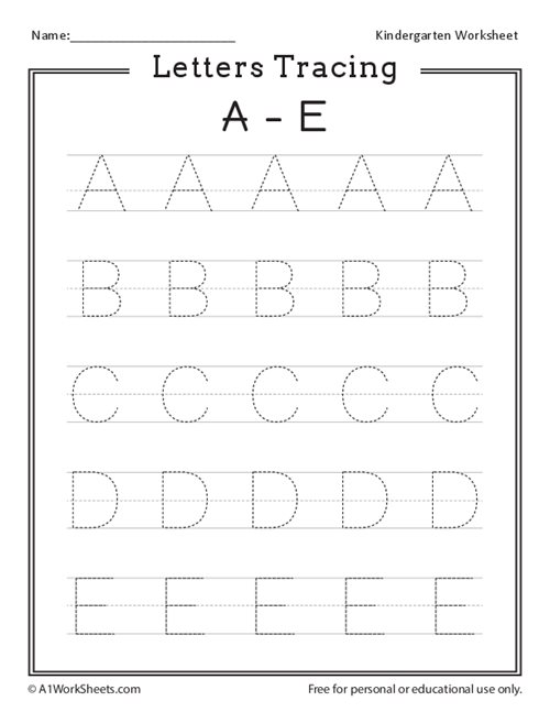 A-E Letters Tracing Worksheets