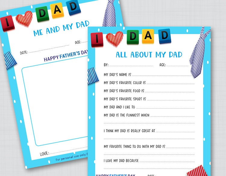 All About My Dad Printable Questionnaire