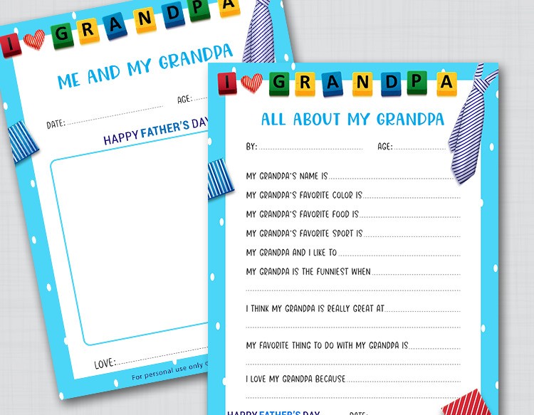 All About My Grandpa Printable Questionnaire