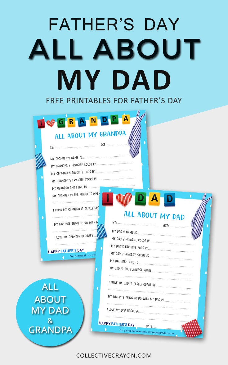 All About My Dad Free Printable for Fathers Day