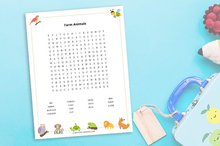 Farm Animals Word Search Puzzle