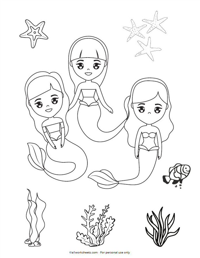 Free Printable Mermaid Coloring Pages for Kids