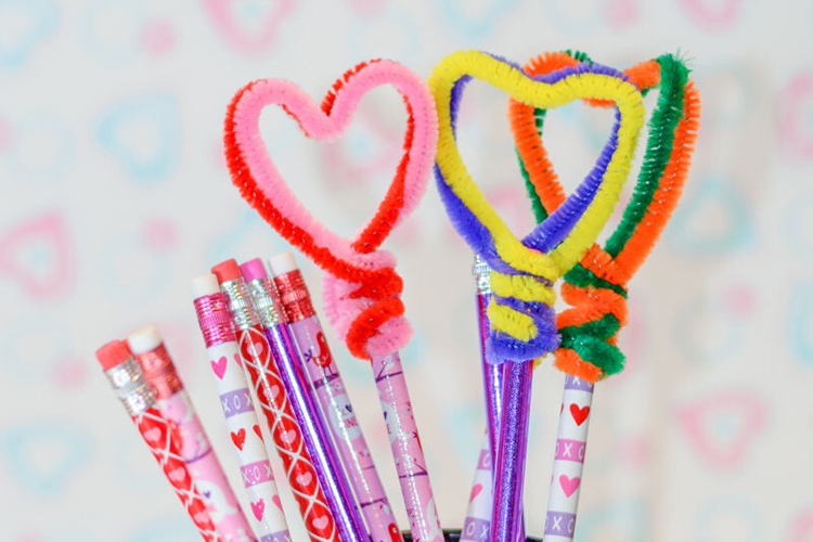 DIY Heart Shaped Pencil Toppers