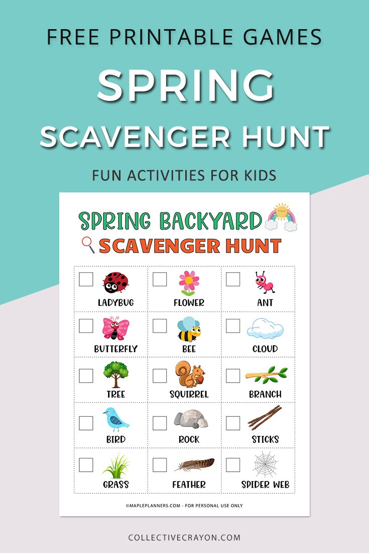 Spring Backyard Scavenger Hunt Printable for Kids
