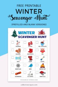 Free Printable Winter Scavenger Hunt for perschoolers