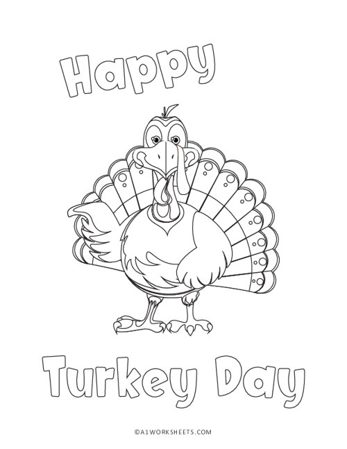 Happy Turkey Day Coloring Page