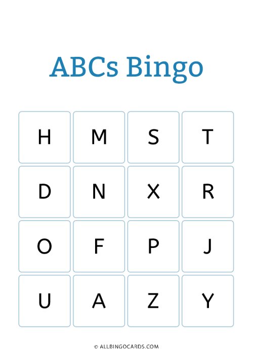 Create your own uppercase bingo 