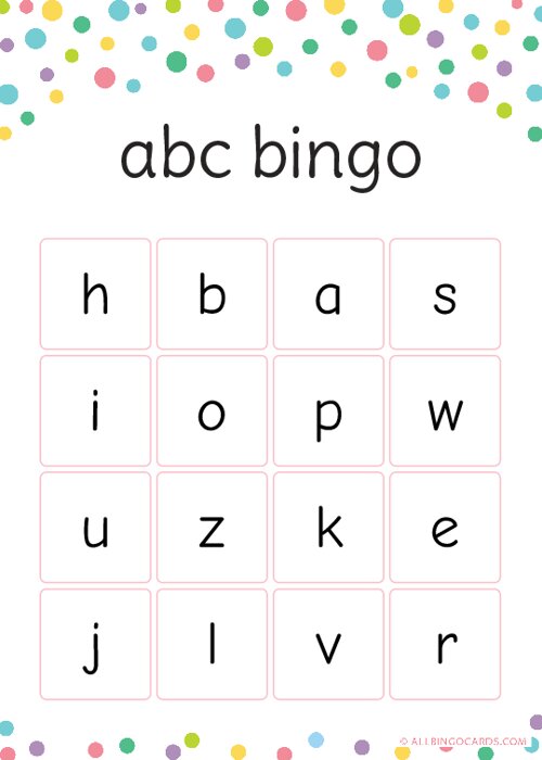 Free Printable Alphabet Bingo Game for Kids