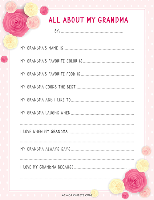 All about my grandma questionnaire printable