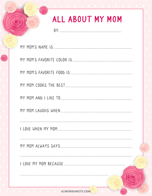 All about my mom questionnaire printable