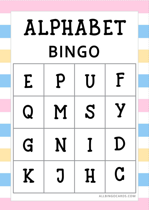 Free Printable Alphabet Bingo Game Cards