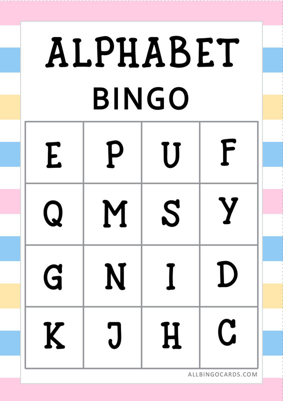 Free Printable Alphabet Bingo Game for Kids