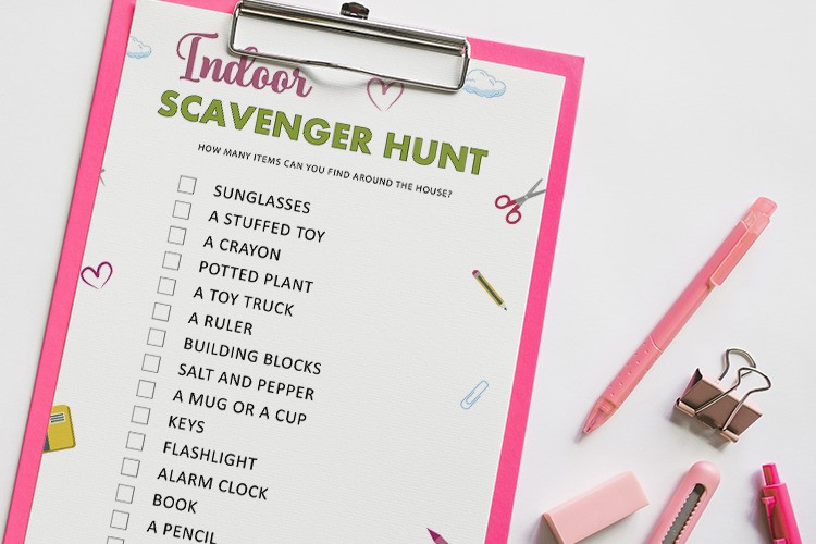 indoor scavenger hunt list