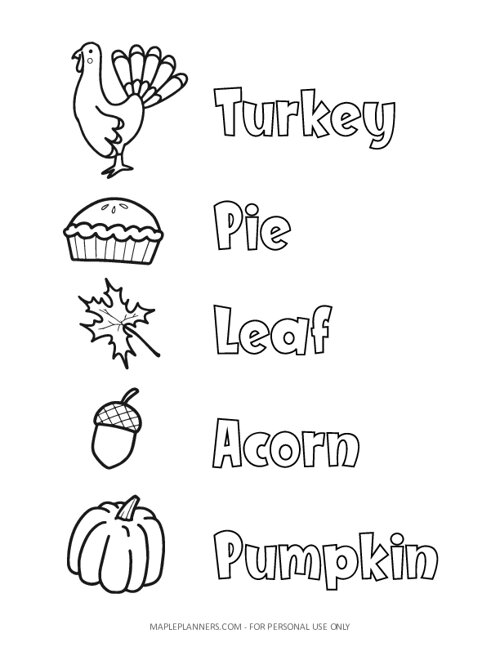Match the Thanksgiving Objects