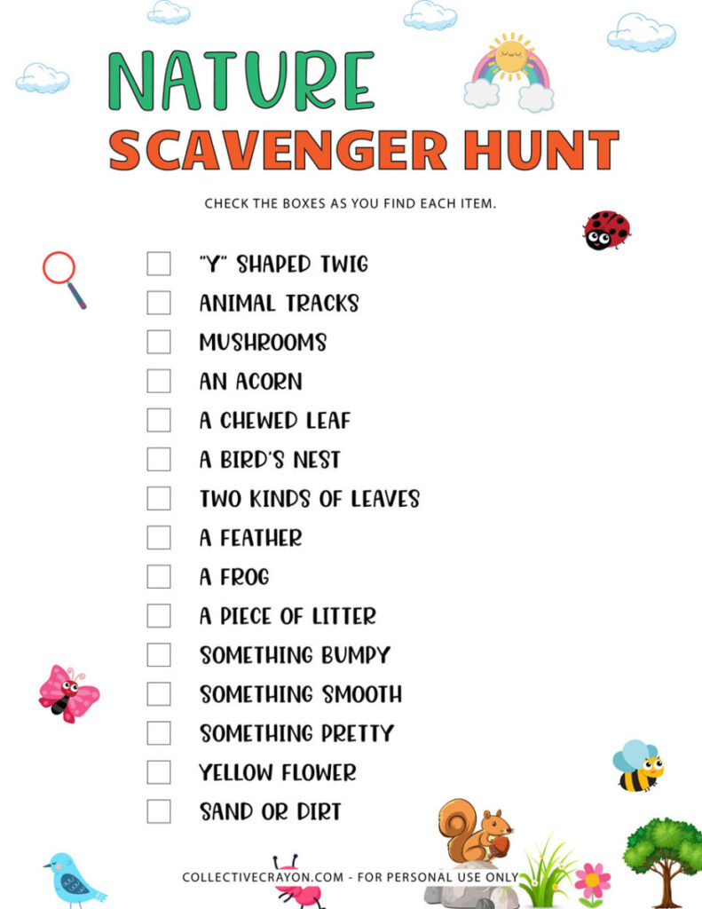 Free Printable Nature Scavenger Hunt for Kids - Collective Crayon