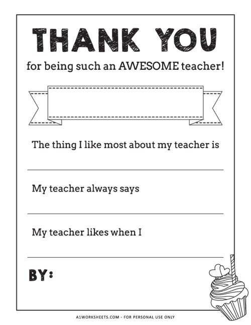 thank you notes for kindergarten teachers