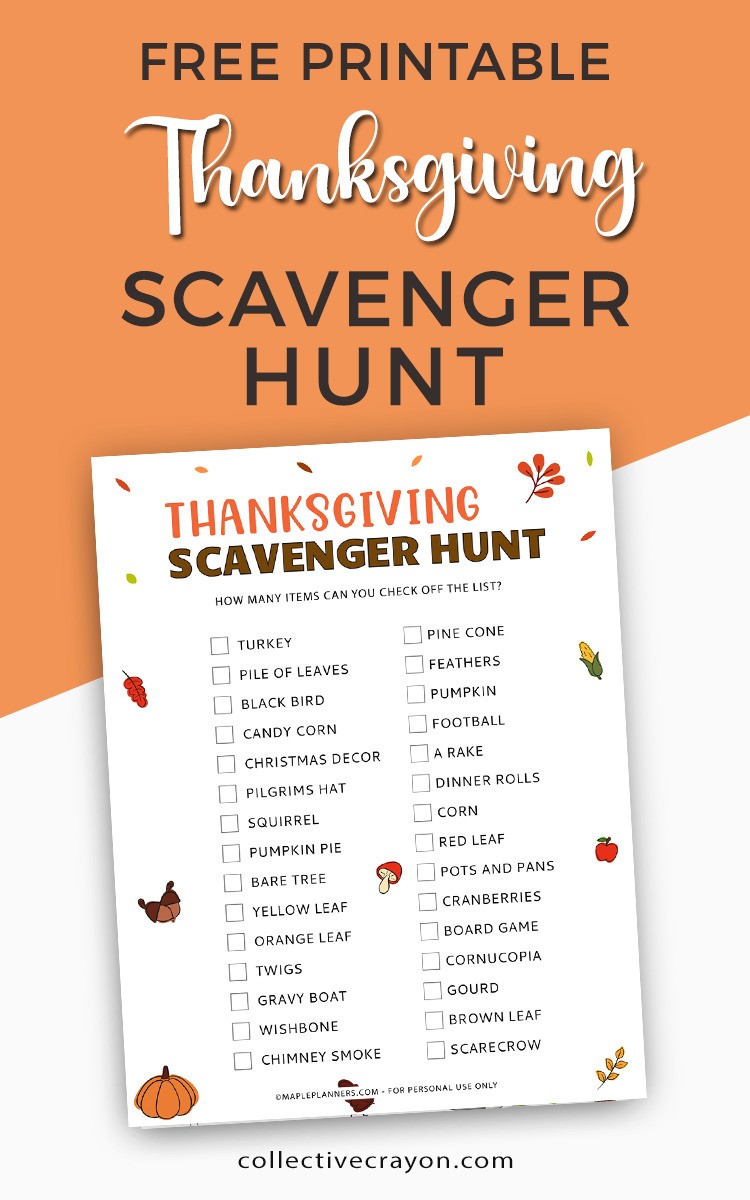 Free Printable Thanksgiving Scavenger Hunt