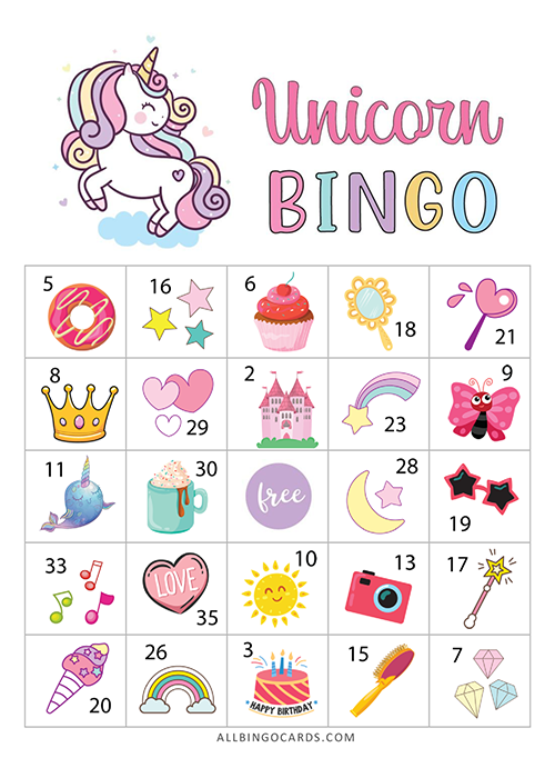 Unicorn Bingo Game
