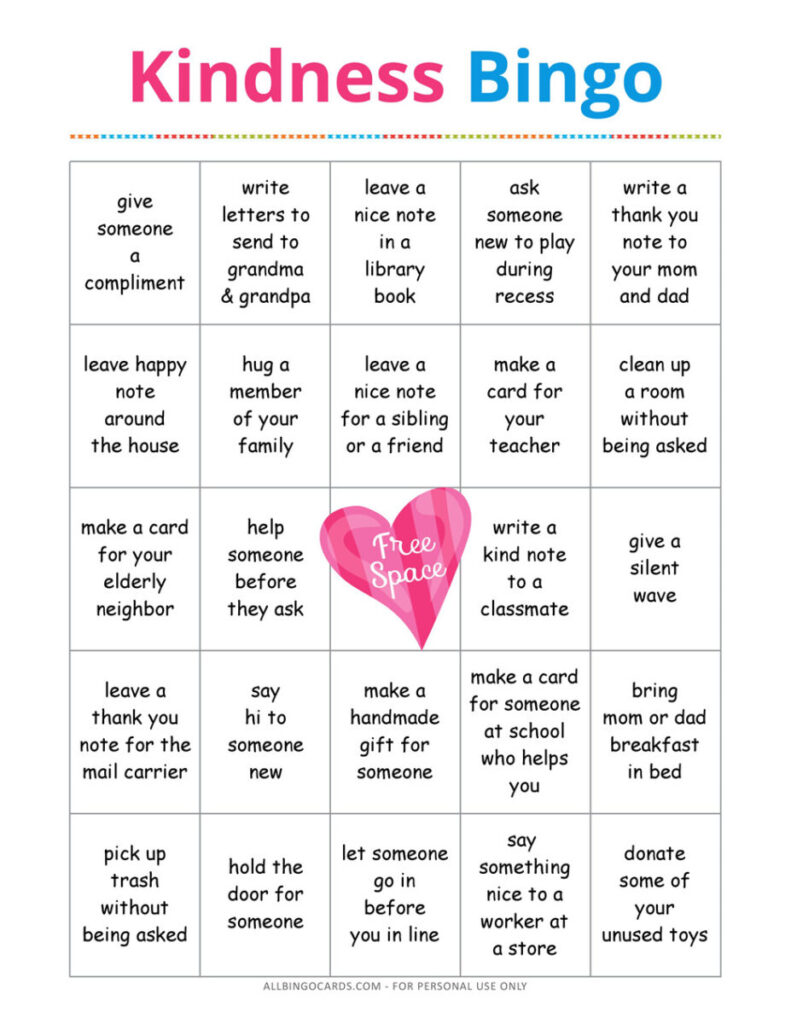 Acts of Kindness Bingo Printable - Collective Crayon