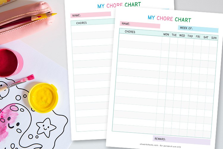 free printable chore chart templates for kids