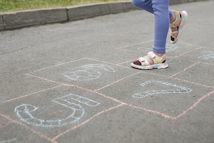 Playing hopscotch