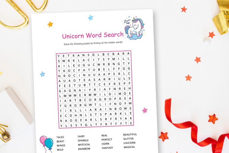 Unicorn Word Search Game