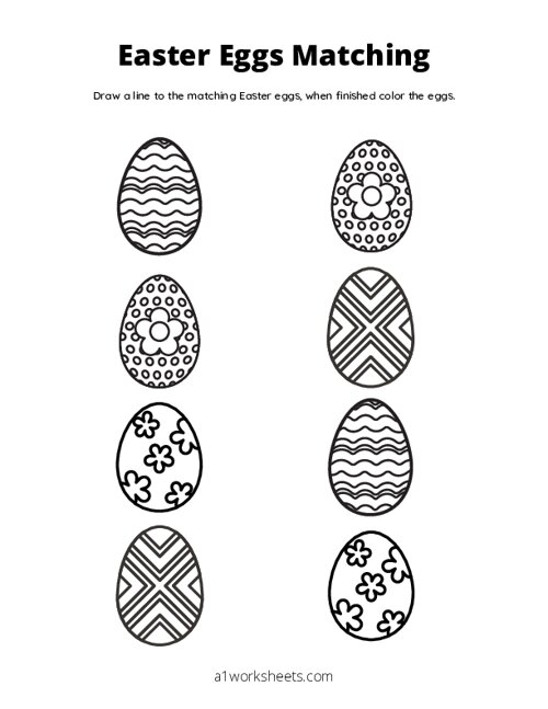 Easter Egg Matching and Coloring Page