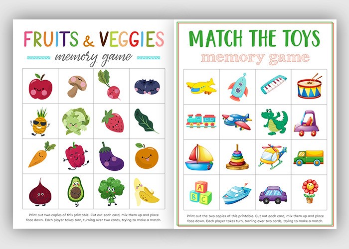 Fruits and Veggies Memory Matching Game