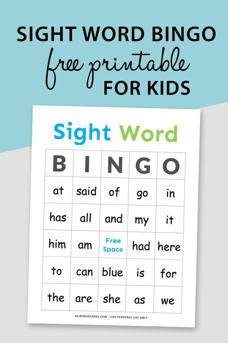 Free Printable Kindergarten Sight Word Bingo