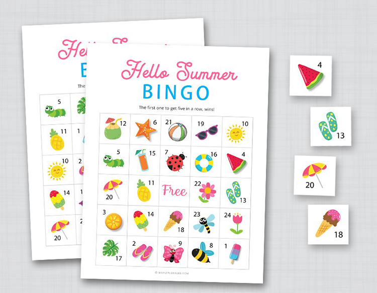 Summer Bingo Cards for Kids